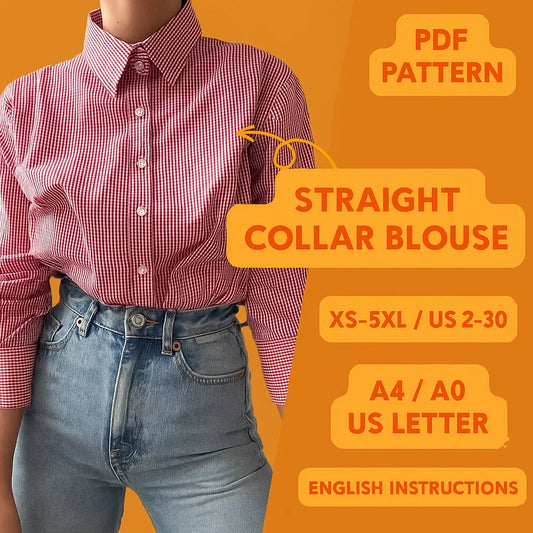 Straight Collar Blouse PDF Sewing Pattern
