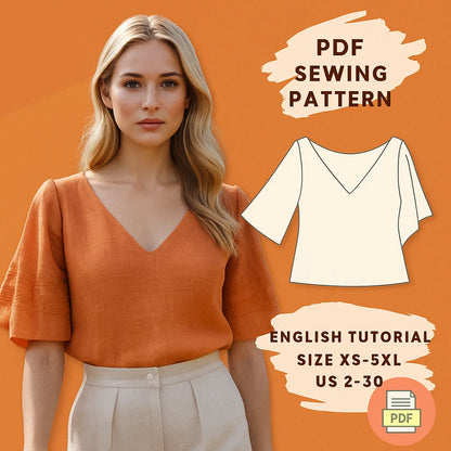 Boho V-Neck Bell Sleeve Top Sewing Pattern