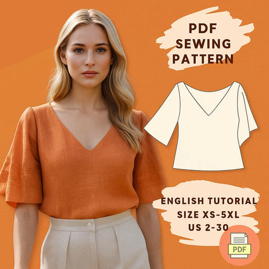 Boho V-Neck Bell Sleeve Top Sewing Pattern