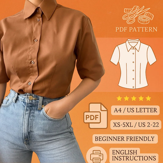 Short Sleeve Button-Up Blouse Sewing Pattern