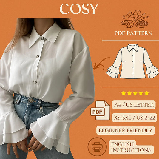 Ruffle Sleeve Girl’s Blouse PDF Sewing Pattern