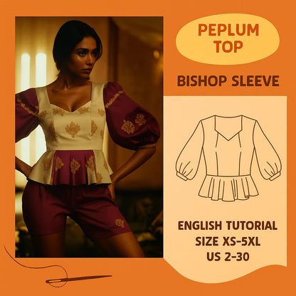 Bohemian Peplum Blouse PDF Sewing Pattern