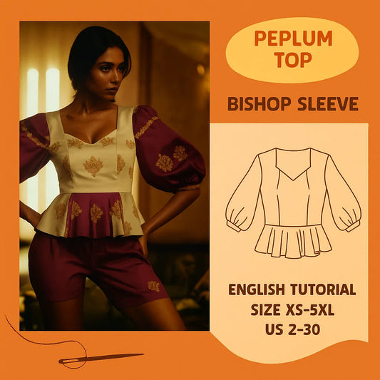 Bohemian Peplum Blouse PDF Sewing Pattern