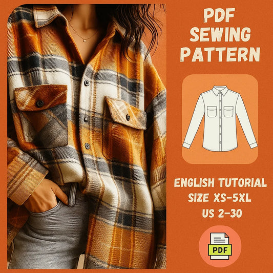 Oversized Plaid Shacket PDF Sewing Pattern
