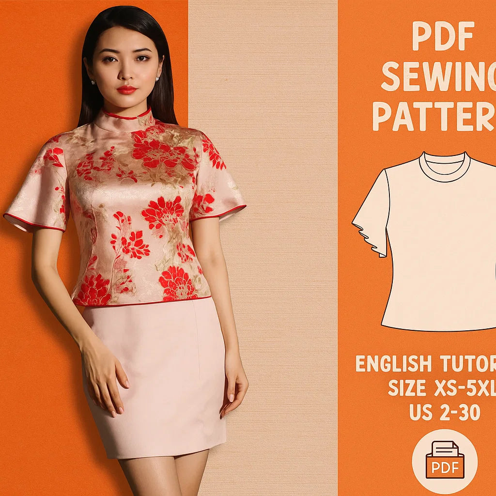 Cheongsam Blouse PDF Sewing Pattern