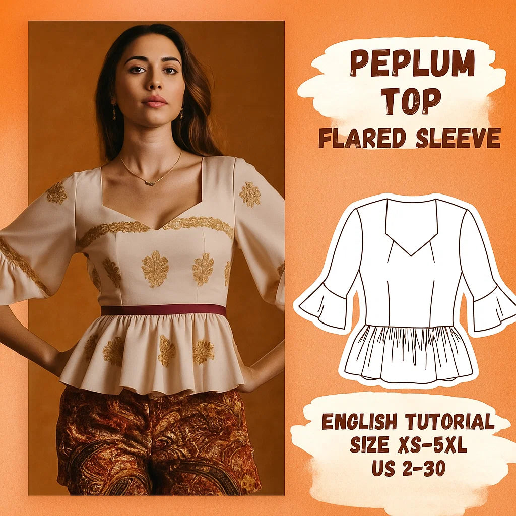 Bohemian Peplum Blouse Sewing Pattern