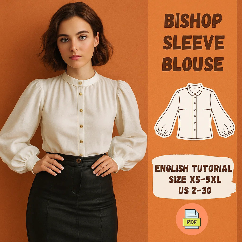 Elegant Bishop Sleeve Blouse Sewing Pattern