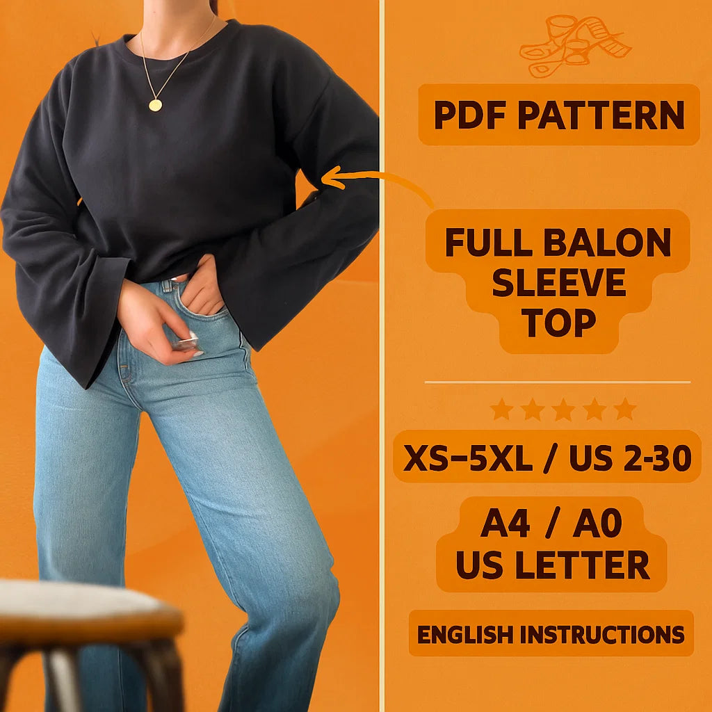 Simple Bell Sleeve Top PDF Sewing Pattern