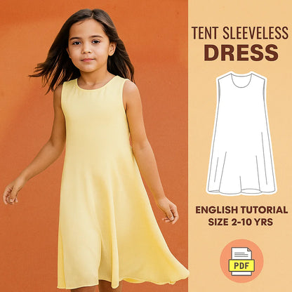 Sleeveless Tent Dress Sewing Pattern for Girls