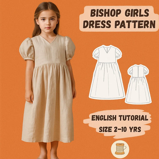 Bishop Sleeve Girls Dress Sewing Pattern