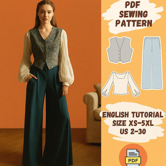 Vintage-Inspired Three-Piece Outfit PDF Pattern