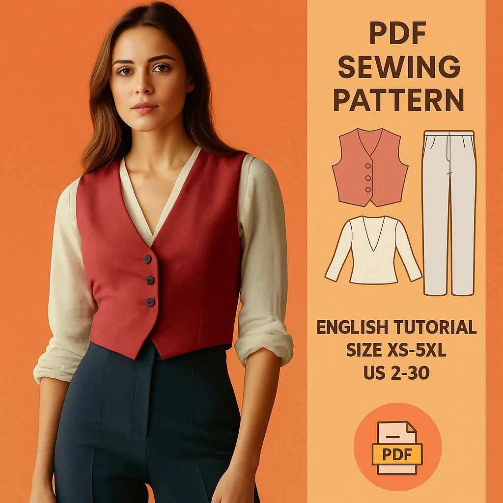 Tailored Vest & High-Waist Pants Sewing Pattern