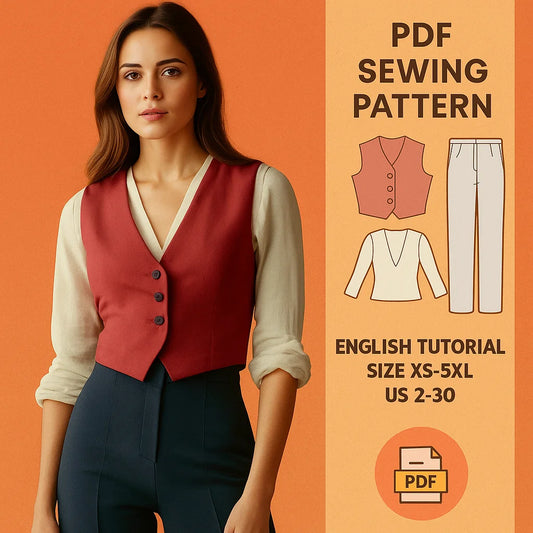 Tailored Vest & High-Waist Pants Sewing Pattern