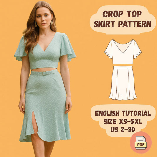 Two-Piece Skirt & Crop Top Sewing Pattern