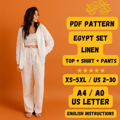 3-Piece Linen Outfit Sewing Pattern Set