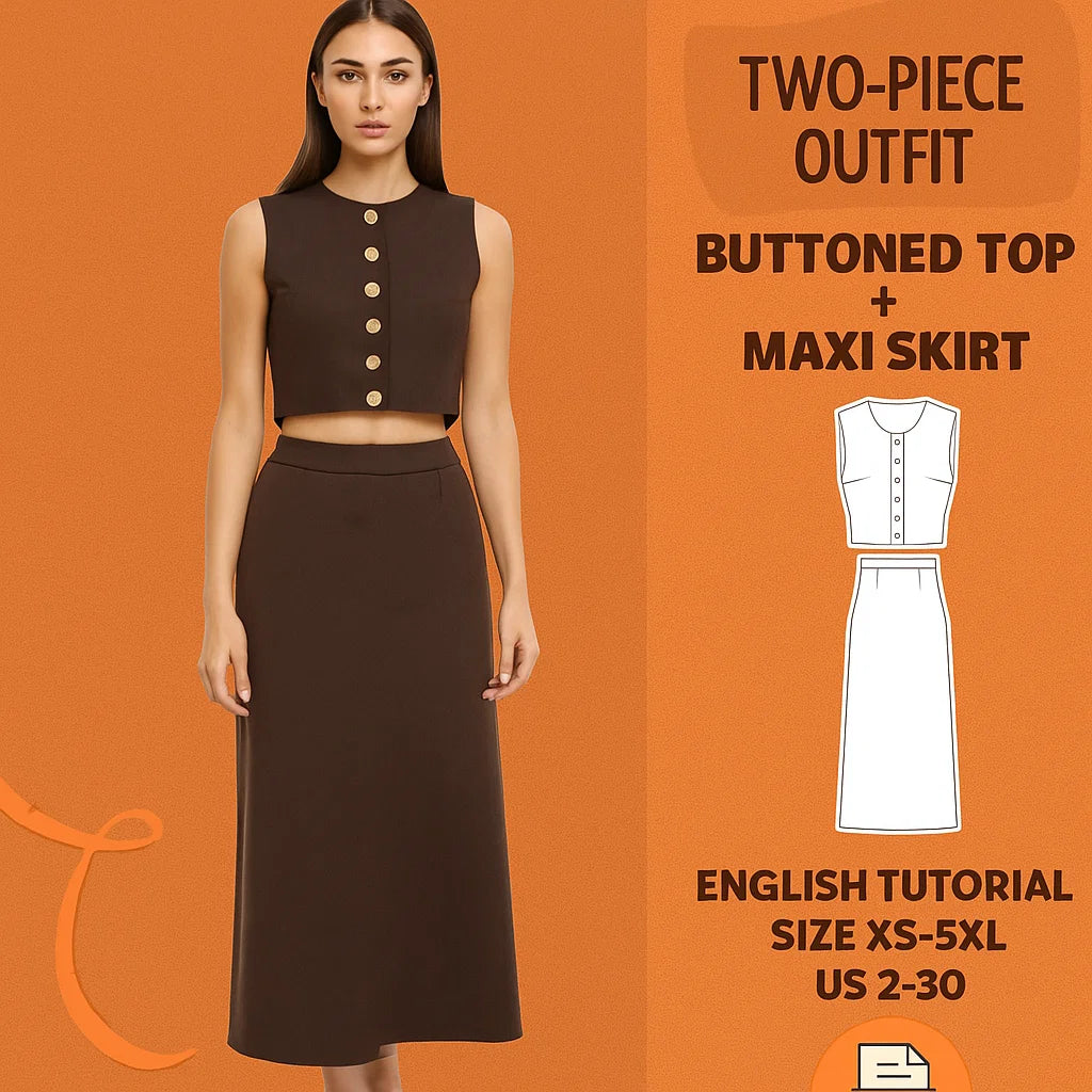 Two-Piece Crop Top & Maxi Skirt Sewing Pattern