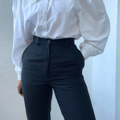 Women High Waist Pants, Classic Button Trousers PDF Pattern