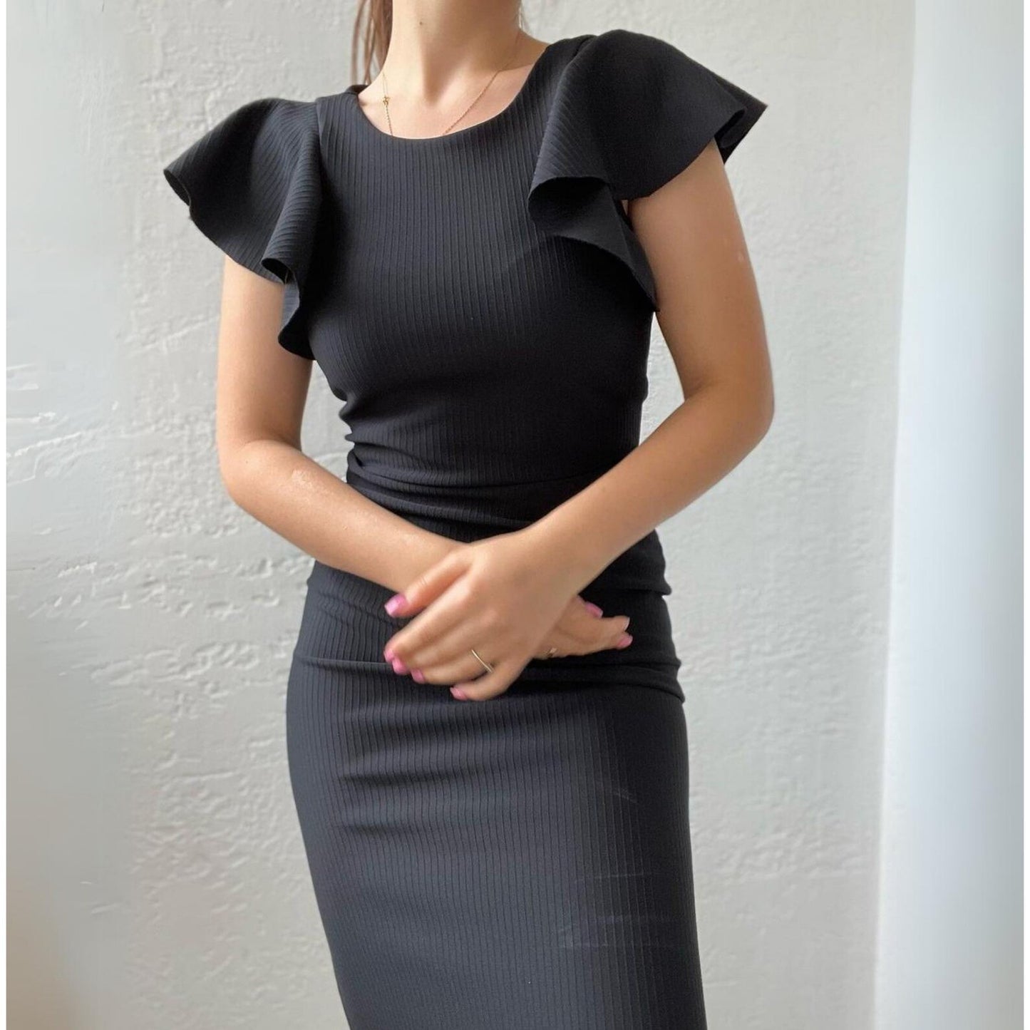 Ruffled Sleeve Pencil Dress PDF Sewing Pattern