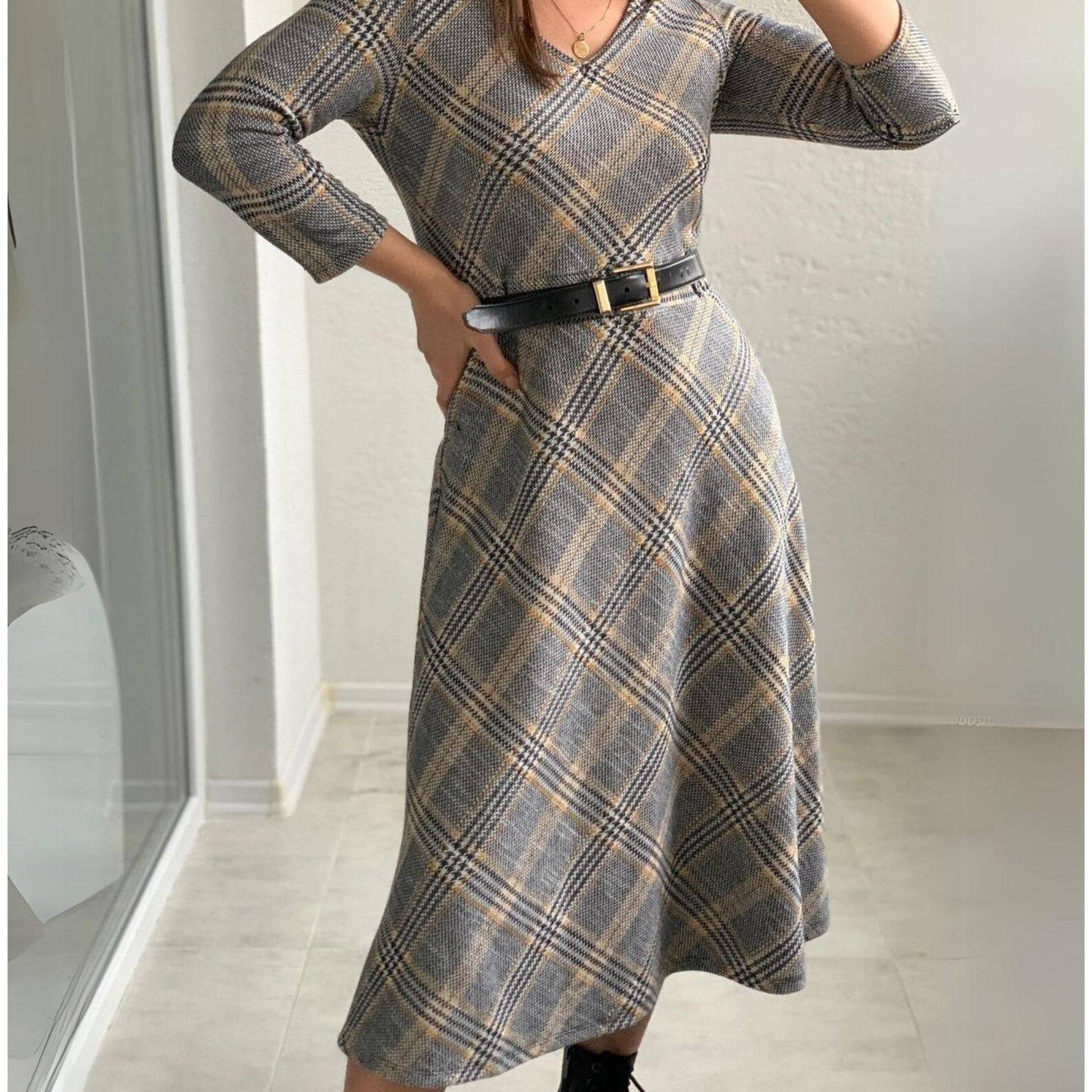 V-Neck Natural Waist Dress PDF Sewing Pattern