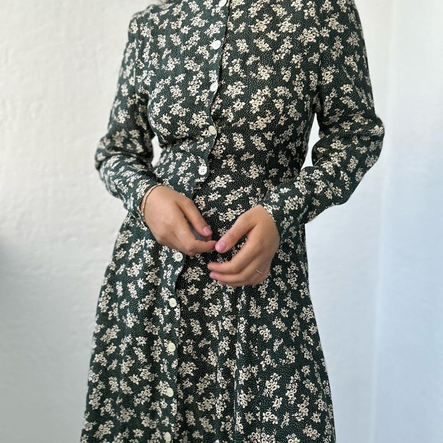 Vintage Floral Button-Front Midi Dress PDF Sewing Pattern