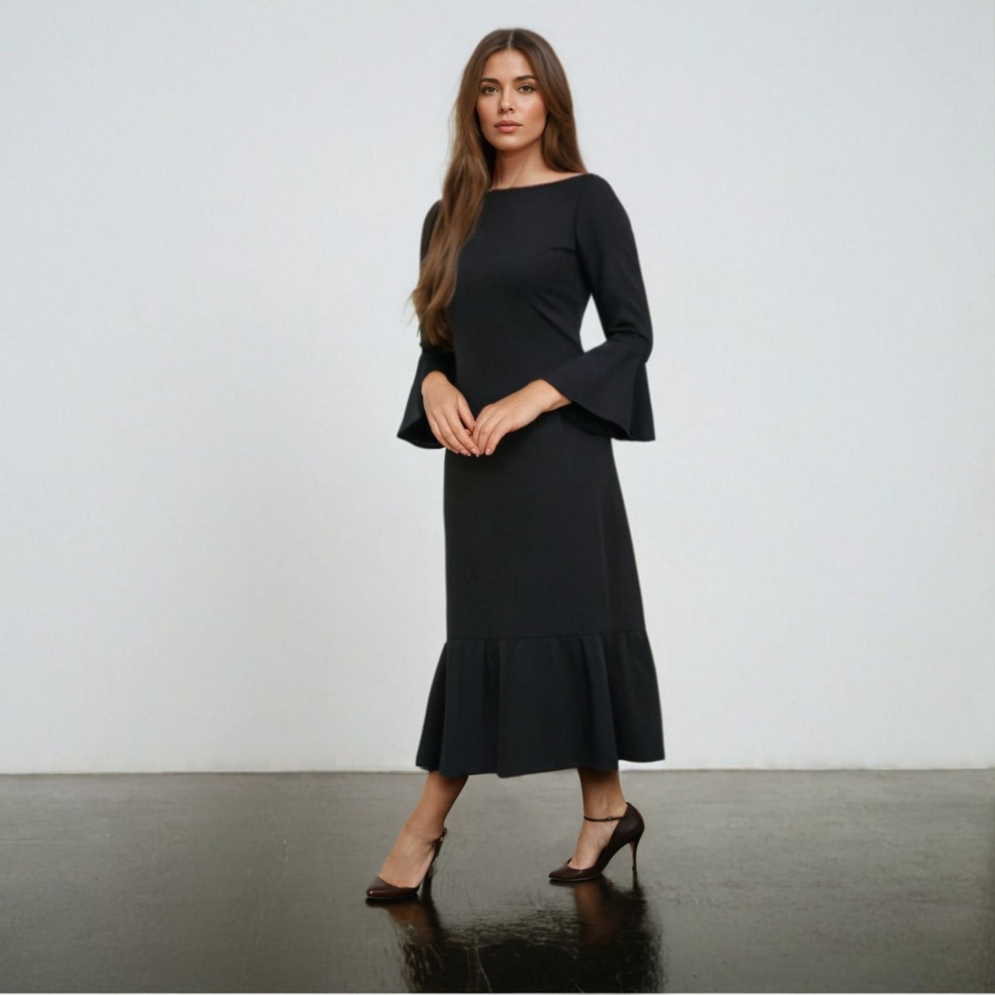 Ruffle Hem Bell Sleeve Dress PDF Sewing Pattern