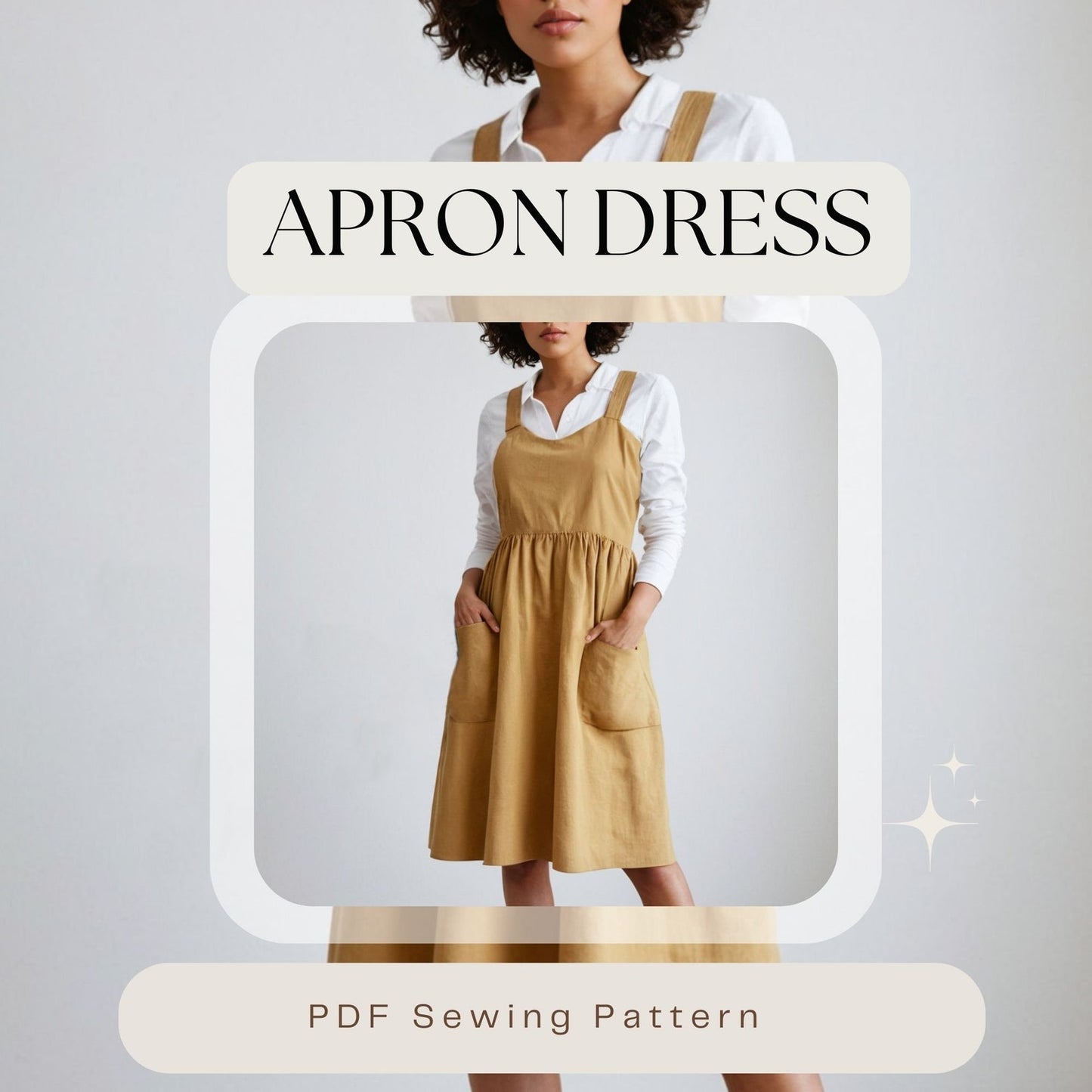 Linen Pinafore Apron Dress PDF Sewing Pattern