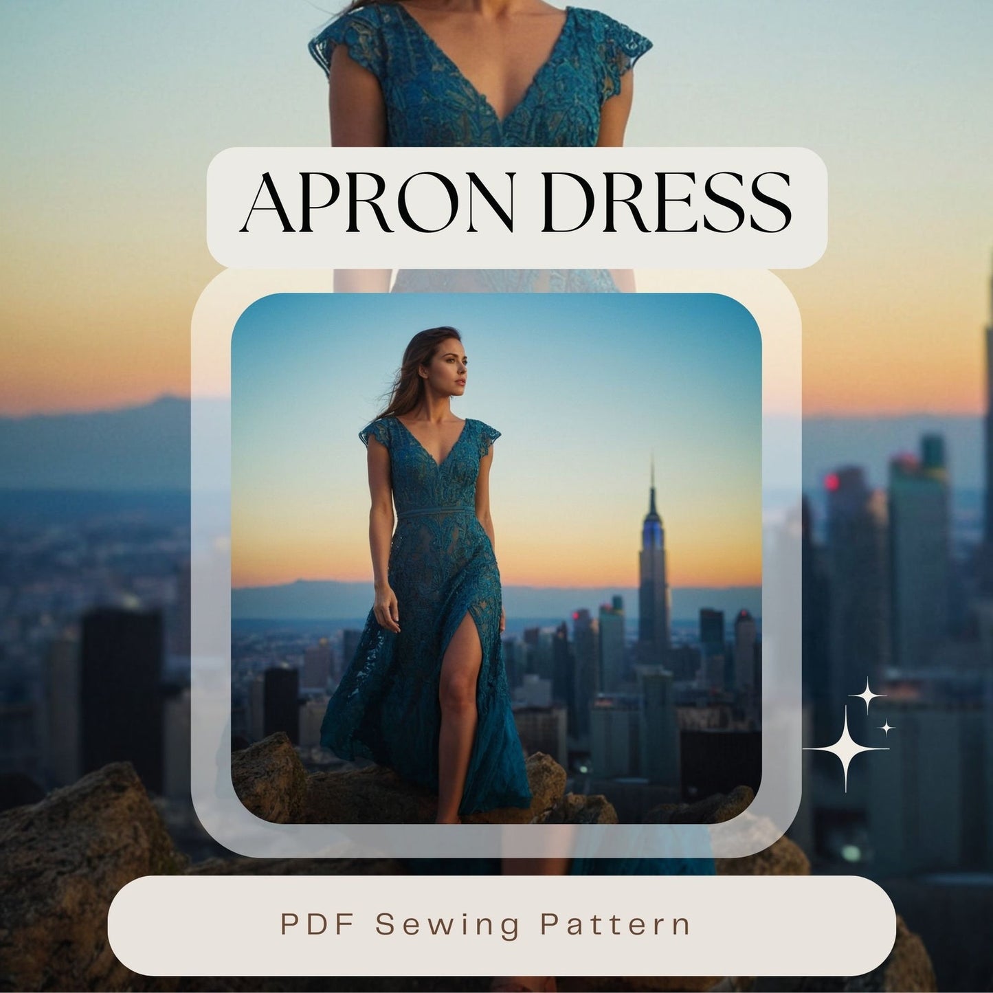 Elegant Lace Evening Gown Sewing Pattern