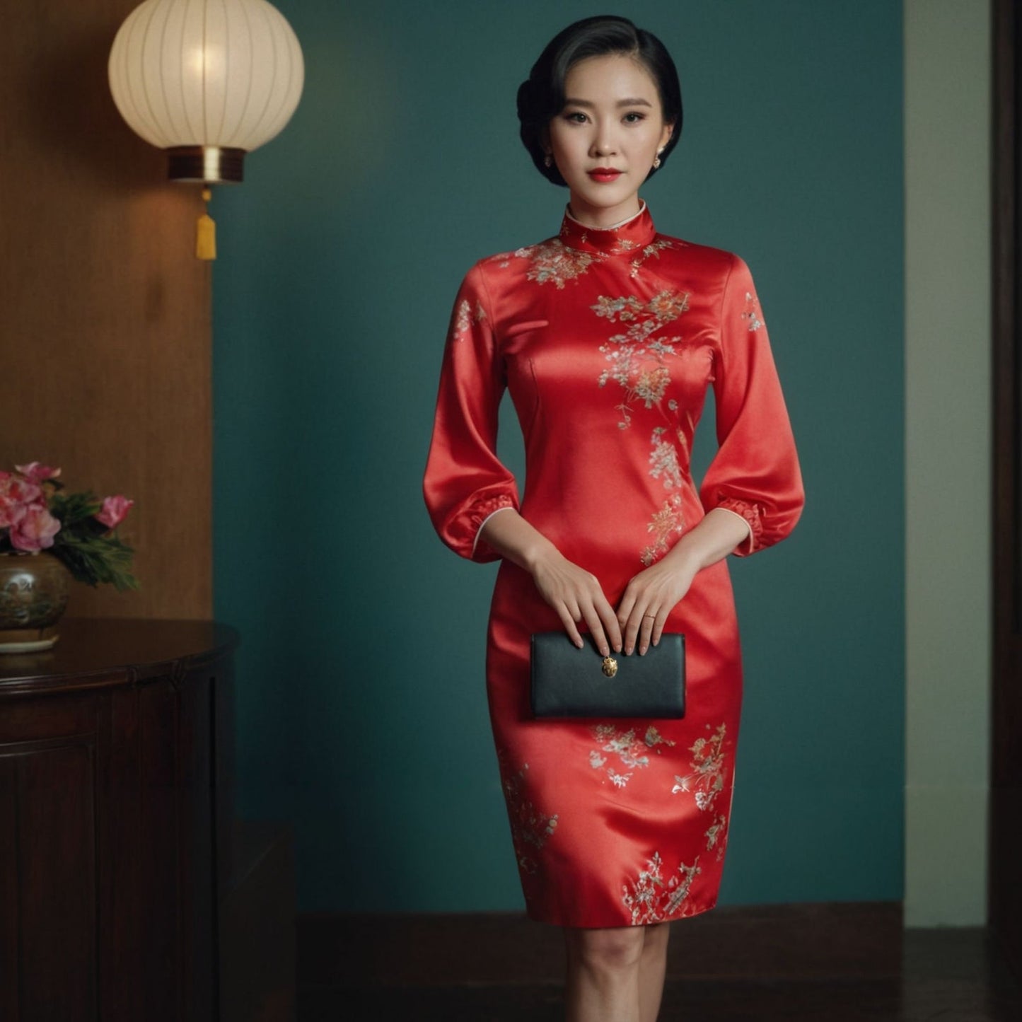 Cheongsam Dress PDF Sewing Pattern – Mandarin Collar, Bishop Sleeves