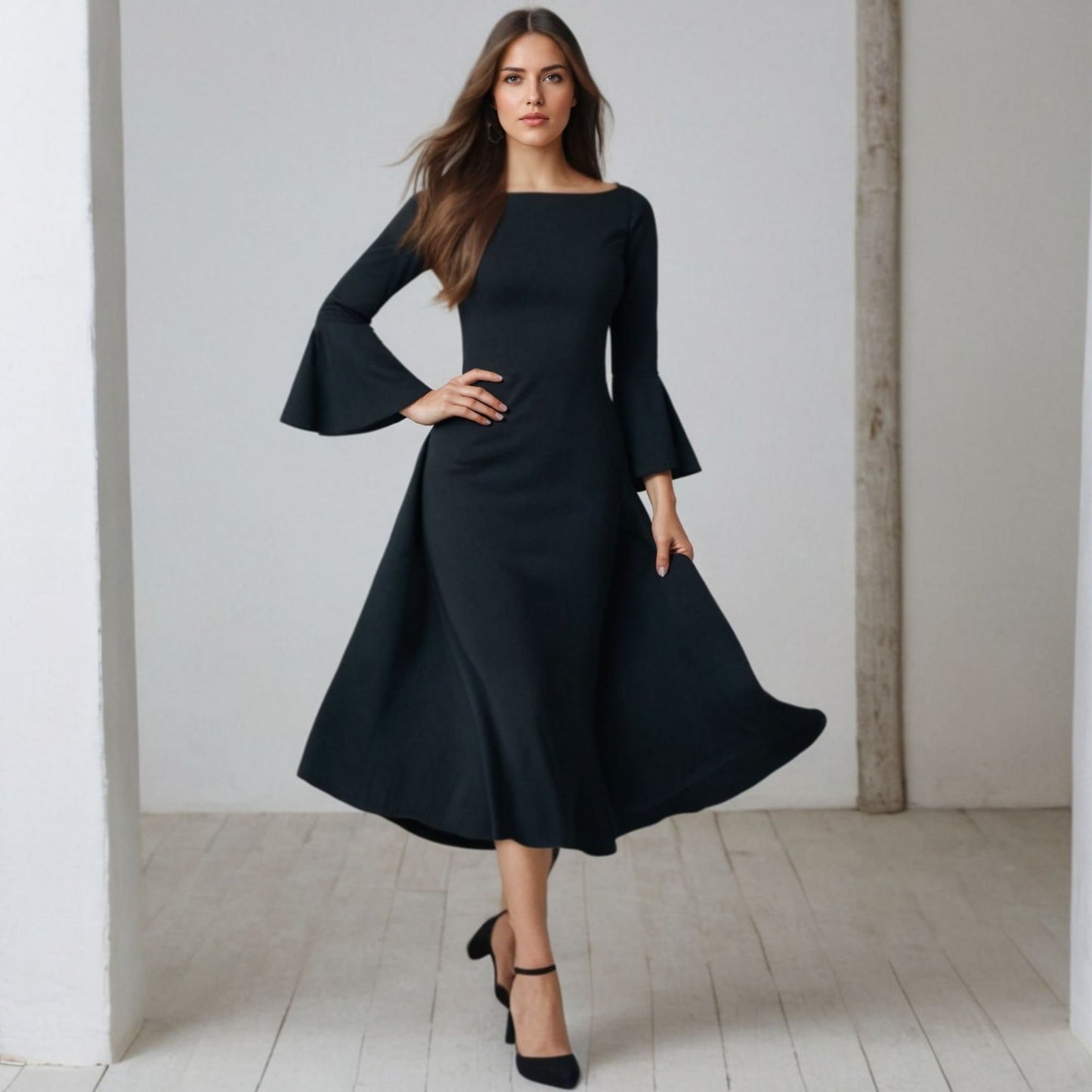 Bell Sleeve Midi Dress PDF Sewing Pattern