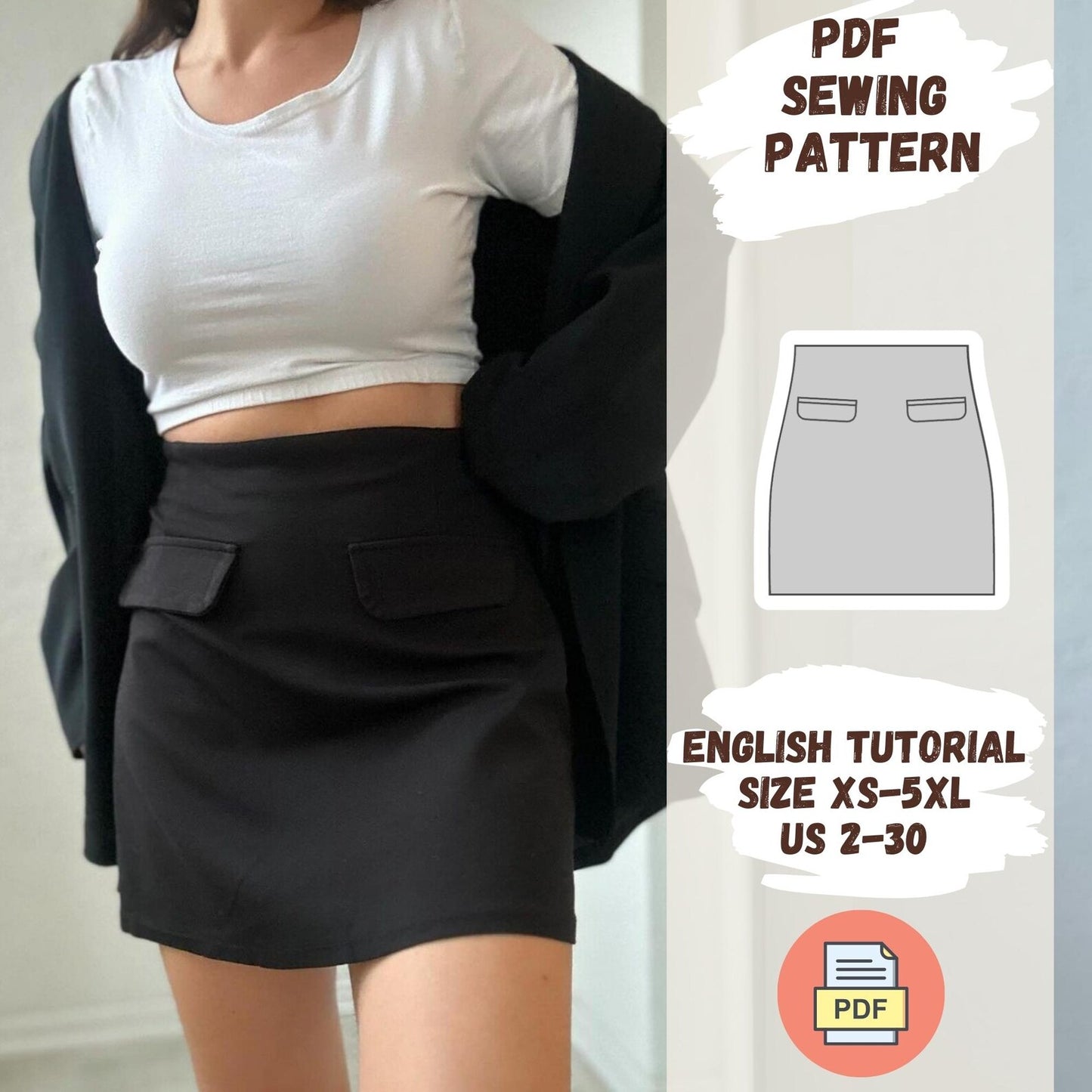 High-Waisted Mini Skirt with Pockets