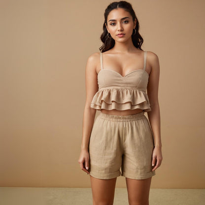 Linen Ruffle Crop Top & Shorts Sewing Pattern
