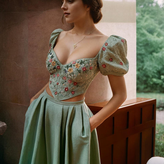 Sweetheart Bishop Sleeve Corset Top Sewing Pattern