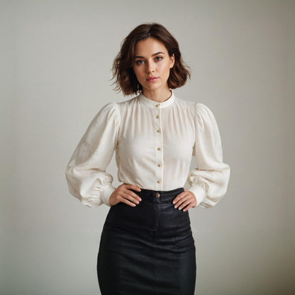 Elegant Bishop Sleeve Blouse Sewing Pattern