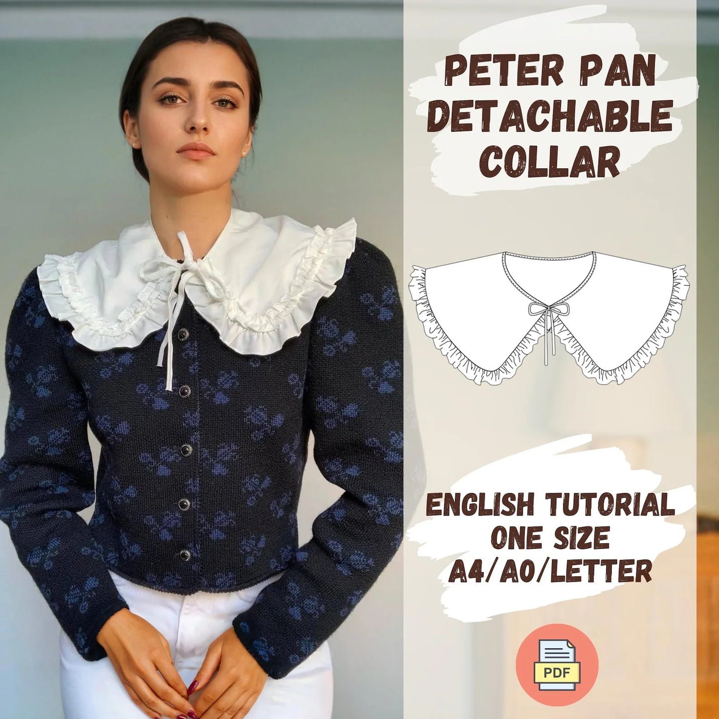 Oversized Ruffle Detachable Collar Pattern
