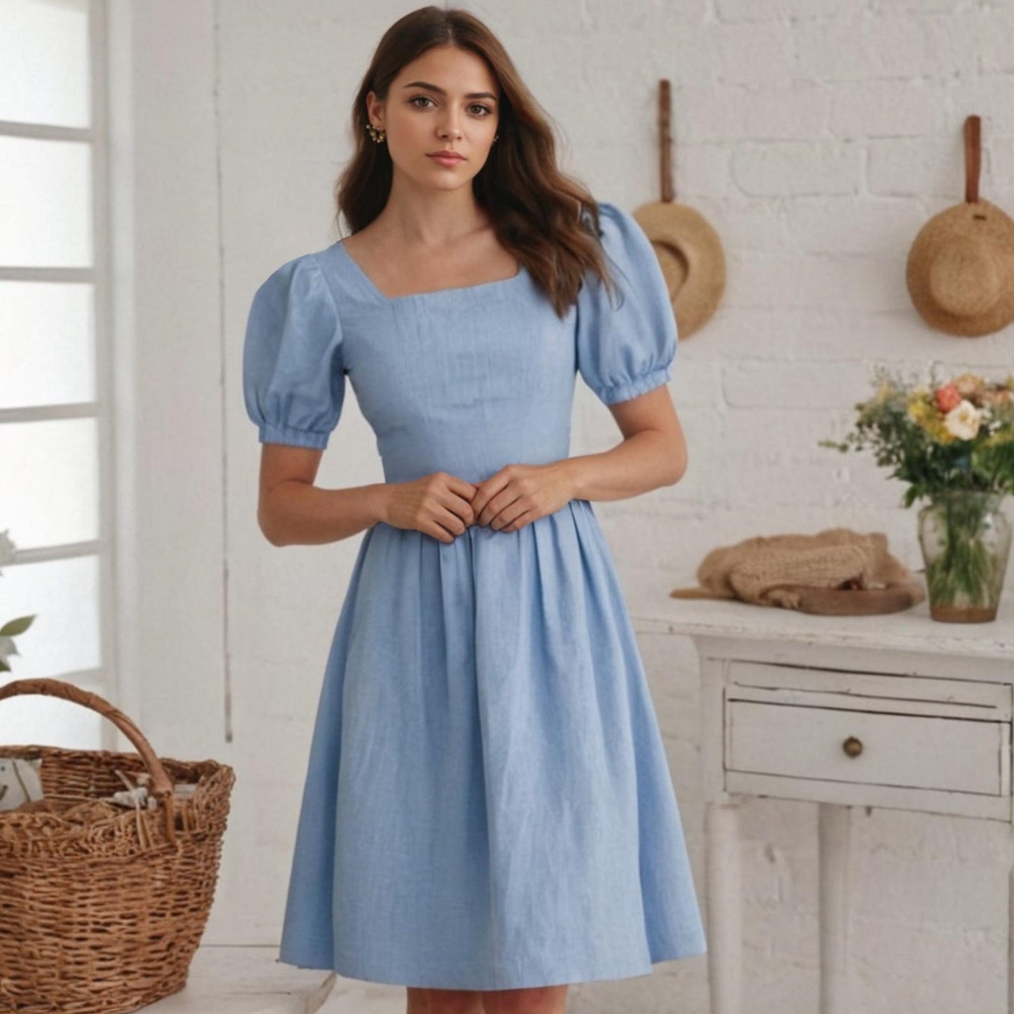 Vintage-Inspired Bishop Sleeve Dress PDF Pattern