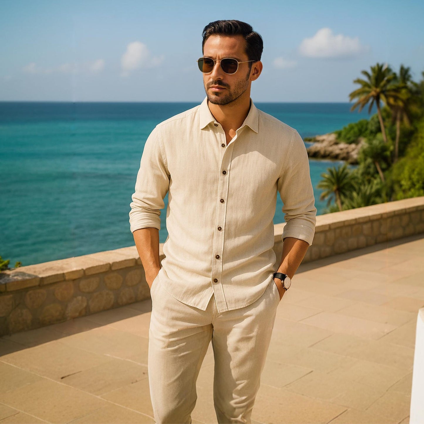 Men’s Linen Button-Up Shirt PDF Sewing Pattern